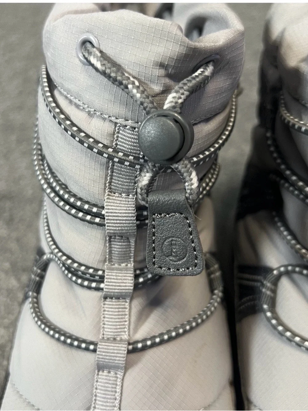 Lands' End Women's Light Gray and Charcoal Winter Rain Boots